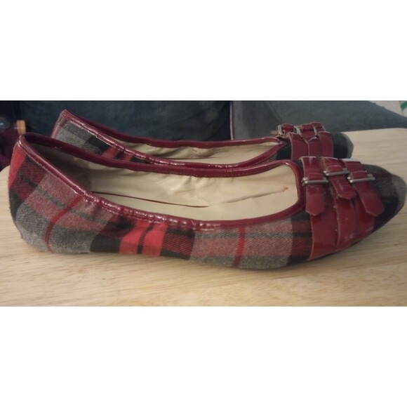 Franco Sarto Ariana Leather Slip On Plaid Flats Women's Size 8‎ - Picture 1 of 5